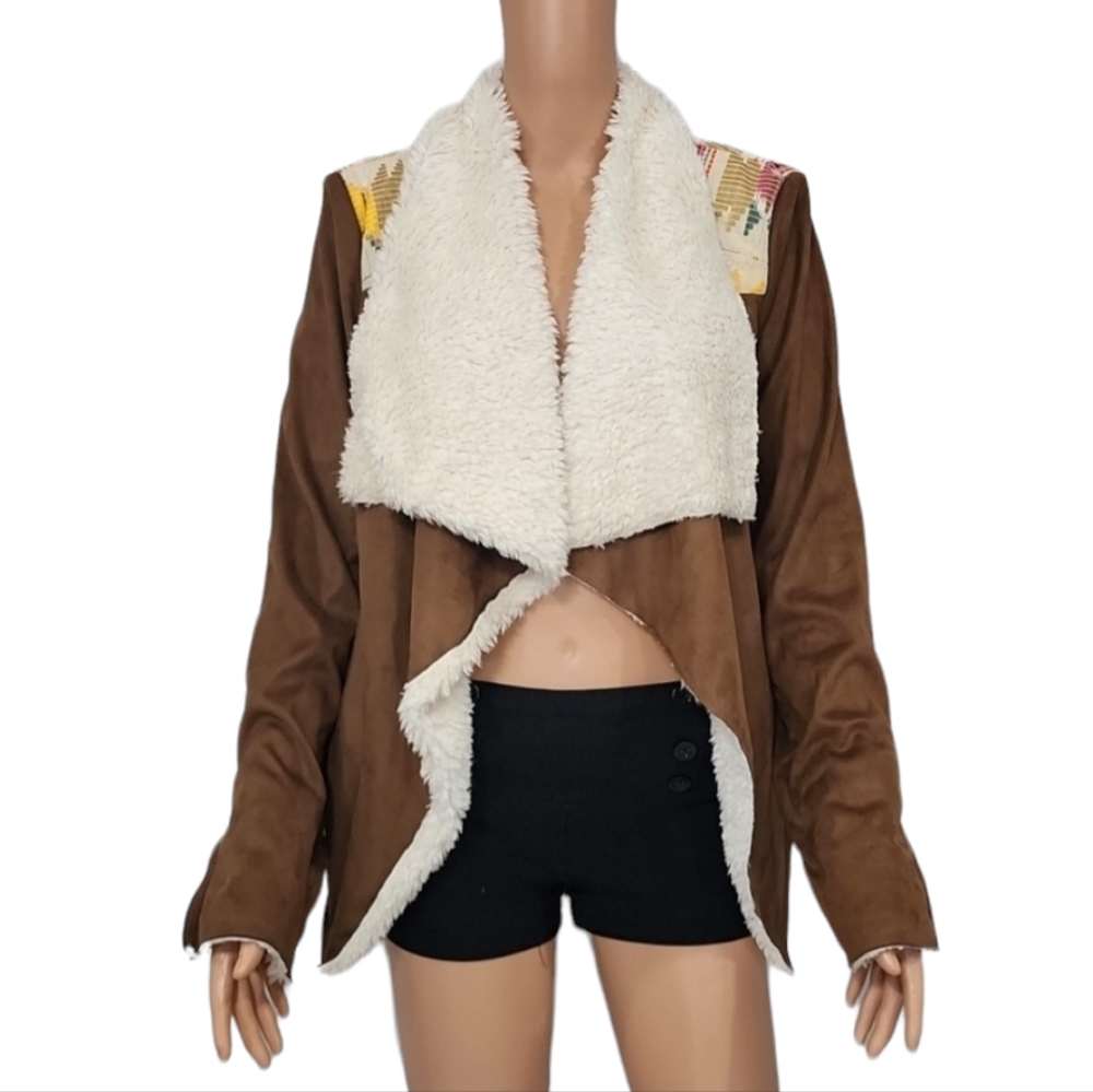 Judith March Women Size M  Medium Jacket,  Brown Faux Suede Boho‎